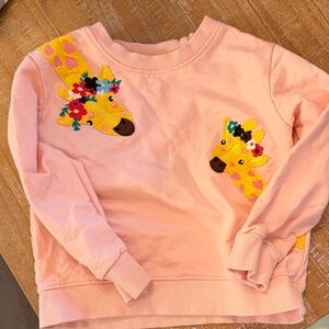 Pink Giraffe Embroidered Kids Sweatshirt